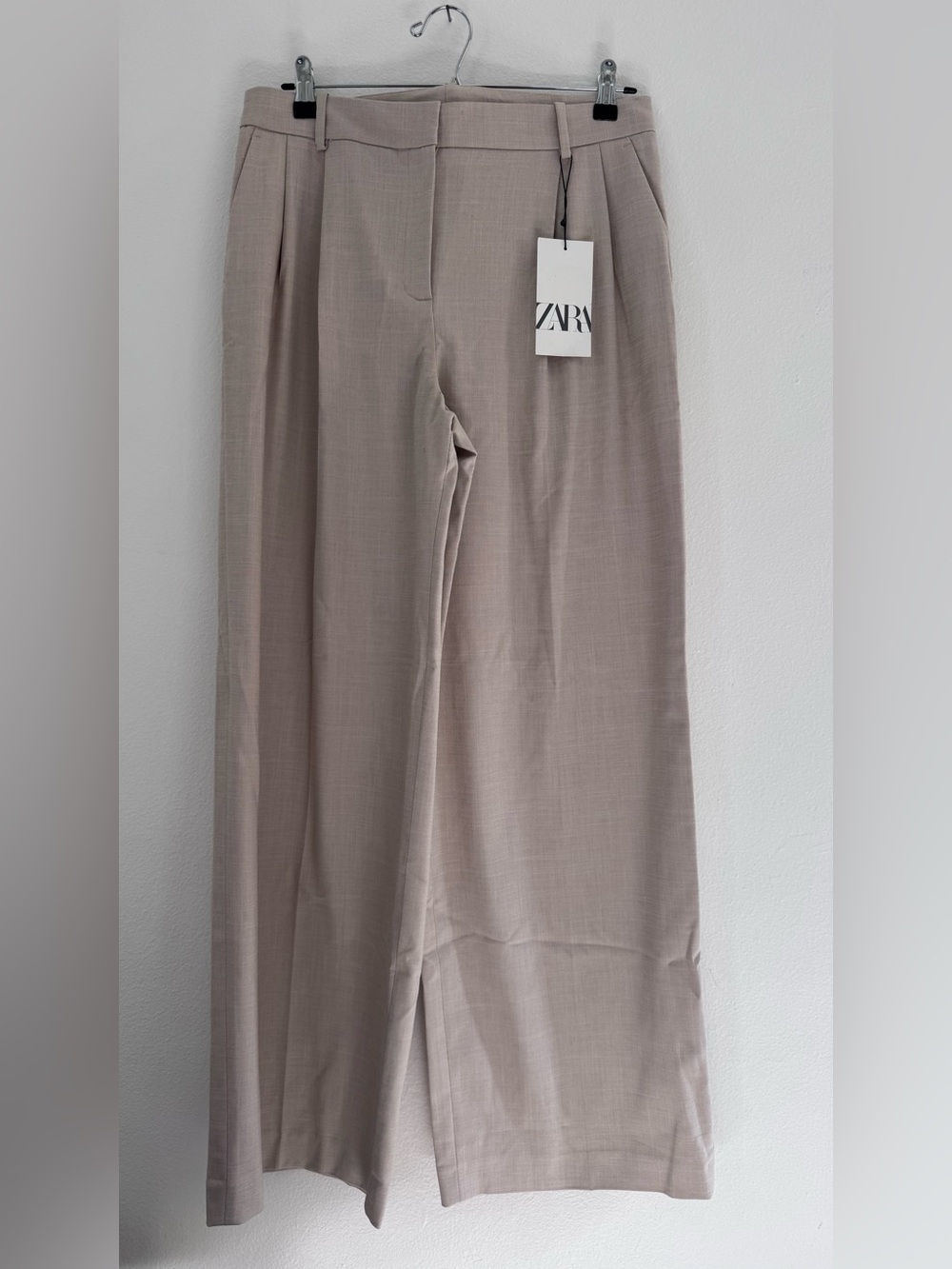 Zara Wide-Leg Maxi Trousers in Taupe